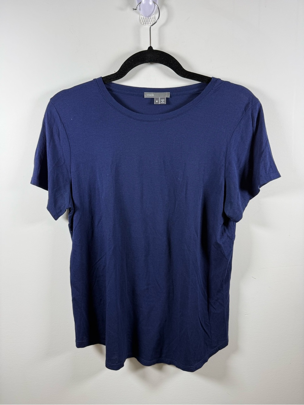 VINCE | Navy Basic Pima Cotton/Modal Tee Size M